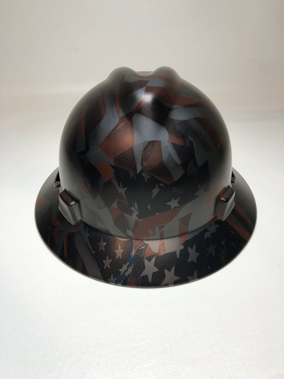 Thumbnail: Metallic Graphite American Flag Satin MSA V-Gard Full Brim