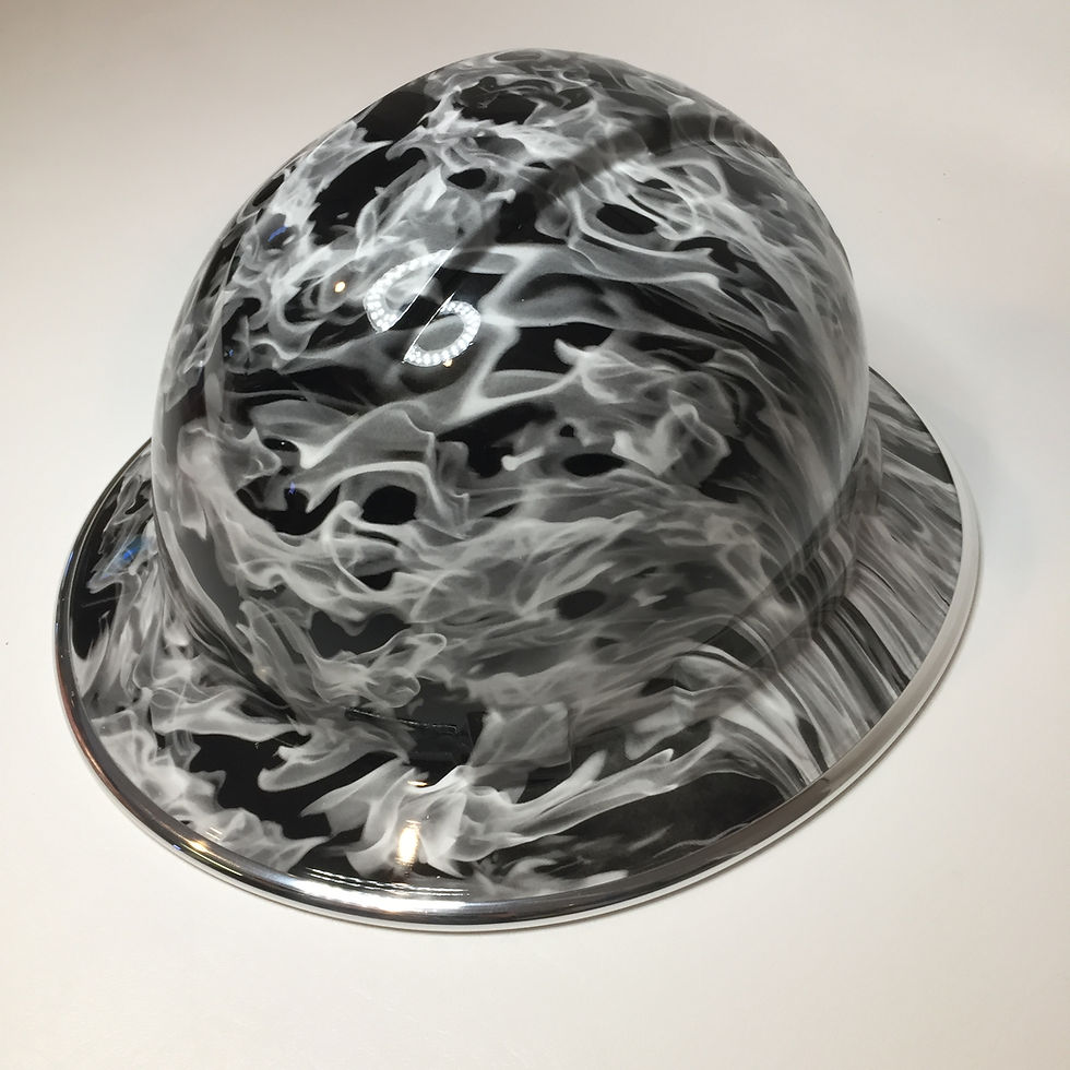 Thumbnail: Full Brim White Flames with Chrome EdgeGuard