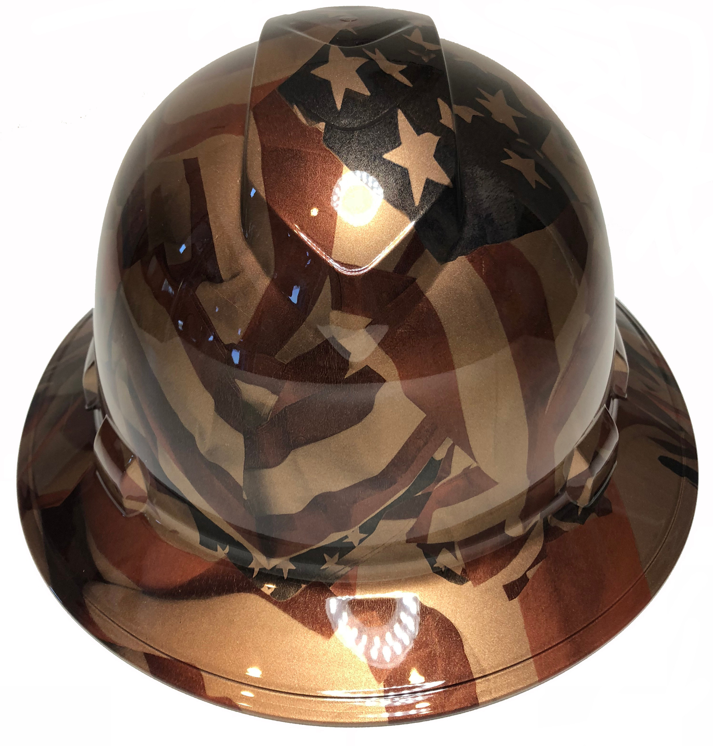 Hard Hat MSA VGard Full Brim Custom White Filigree Skulls Work Safety