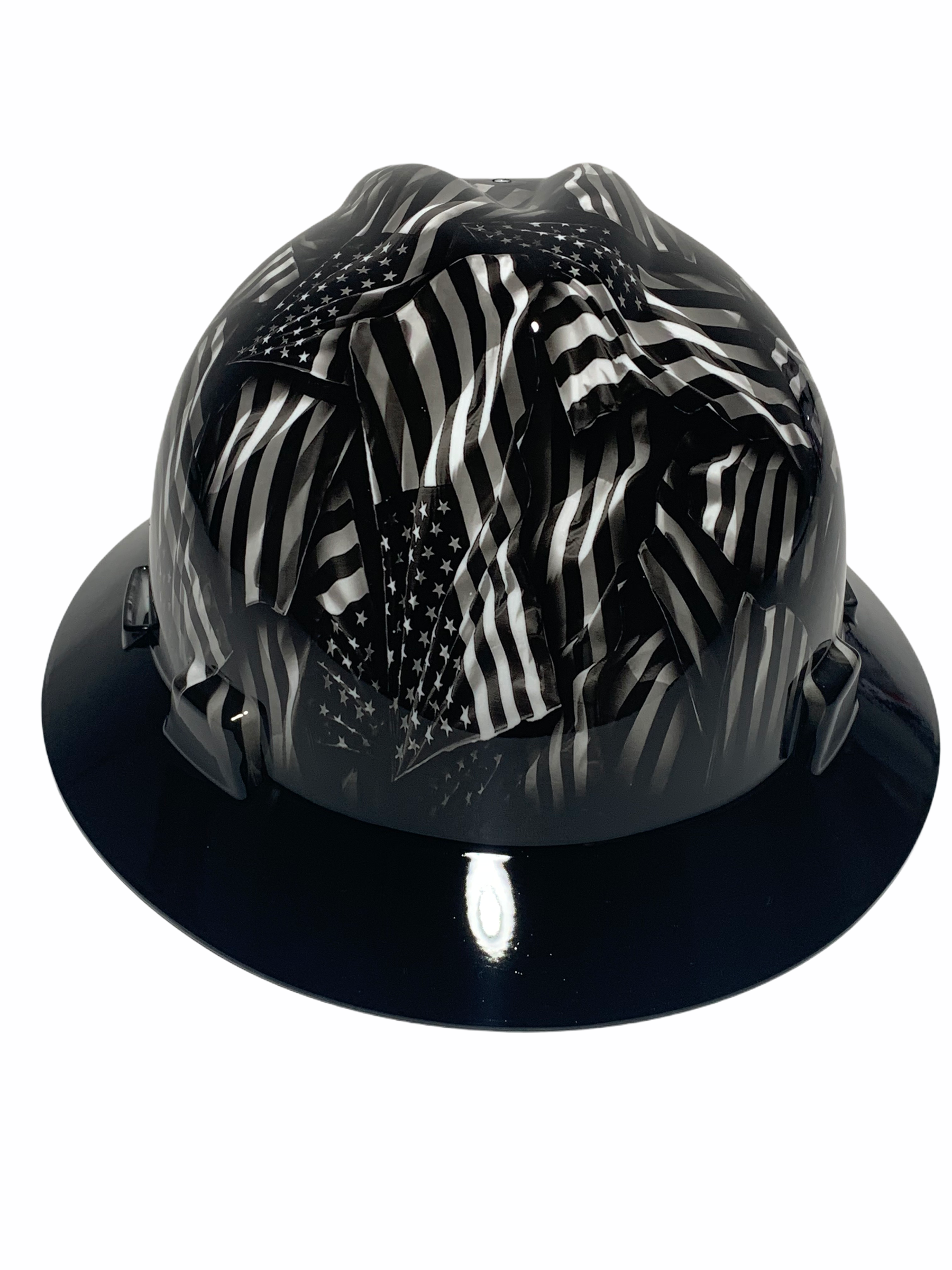 Negative American Flags With Black Brim MSA V-Gard Full Brim