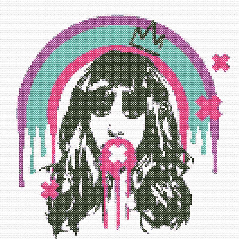 Thumbnail: Rainbow Bubble Princess Cross Stitch Pattern Download