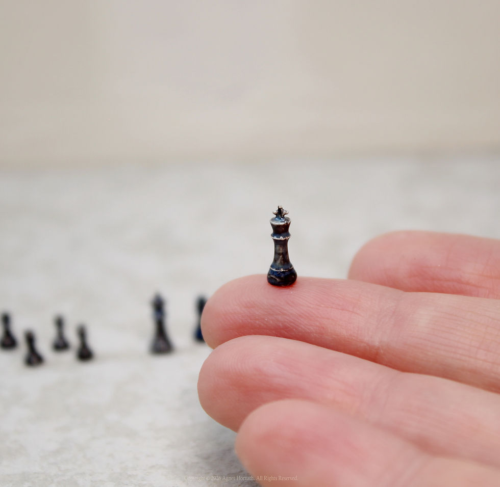 Thumbnail: 1:12 Scale Hand-sculpted Miniature Ceramic Mosaic Chess Table