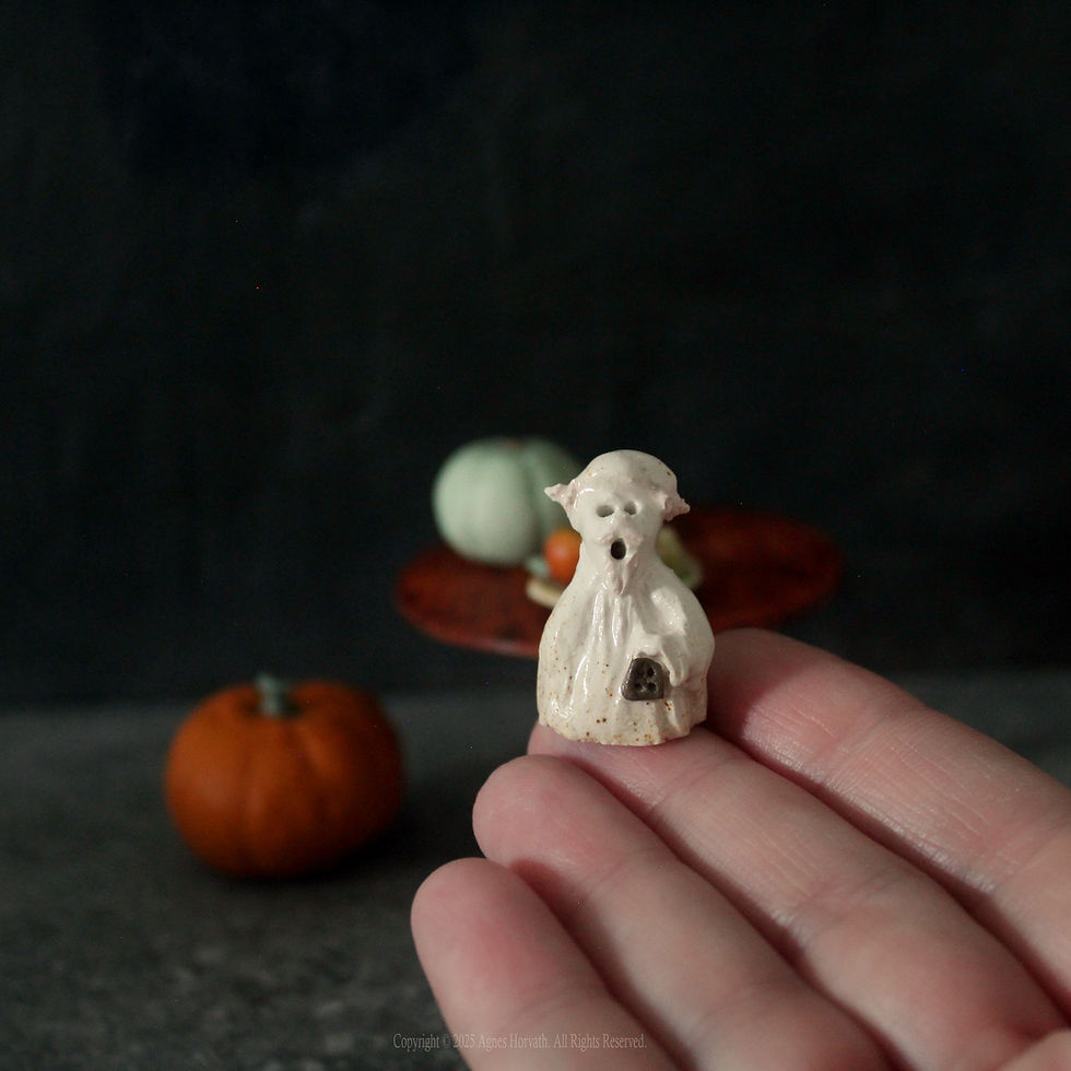 Thumbnail: 1:12 Scale Miniature Ceramic Ghost Earl Figurine With Flickering Light