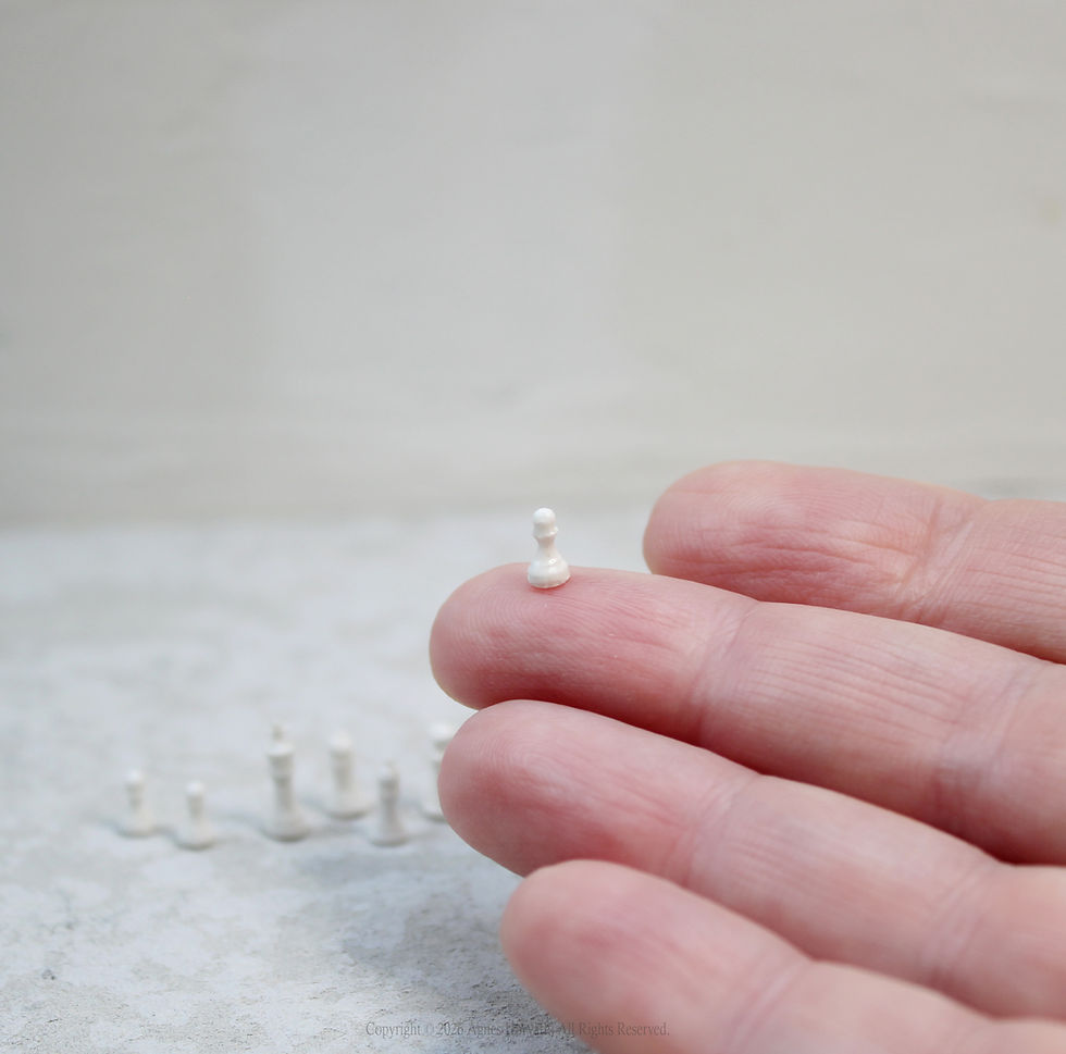 Thumbnail: 1:12 Scale Hand-sculpted Miniature Ceramic Mosaic Chess Table