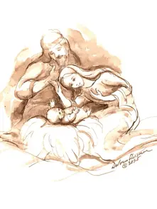 Dolores Flessner's drawing of Jesus, Mary and Joseph