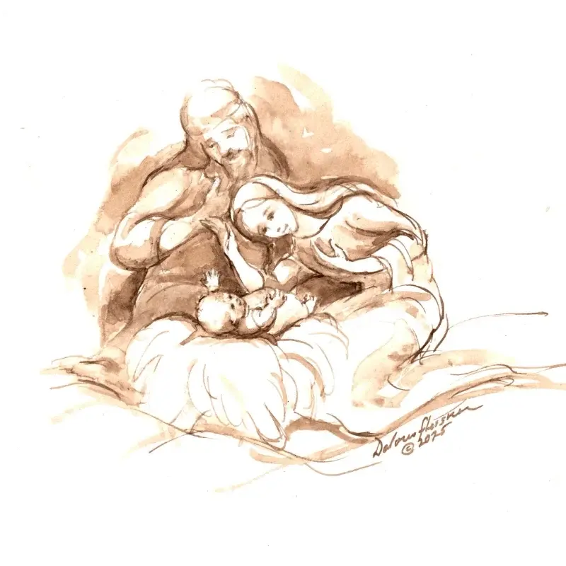 Dolores Flessner's drawing of Jesus, Mary and Joseph