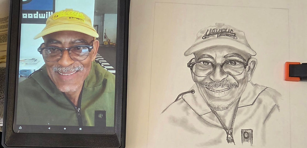 Artist Donald Johnson self portrait in pencil