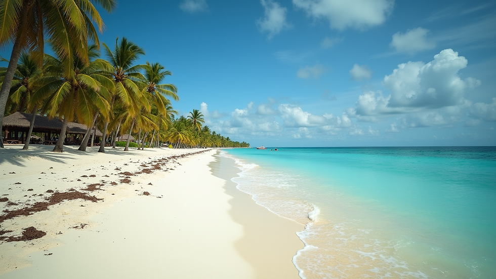 Wide angle view of a pristine beach in Punta Cana