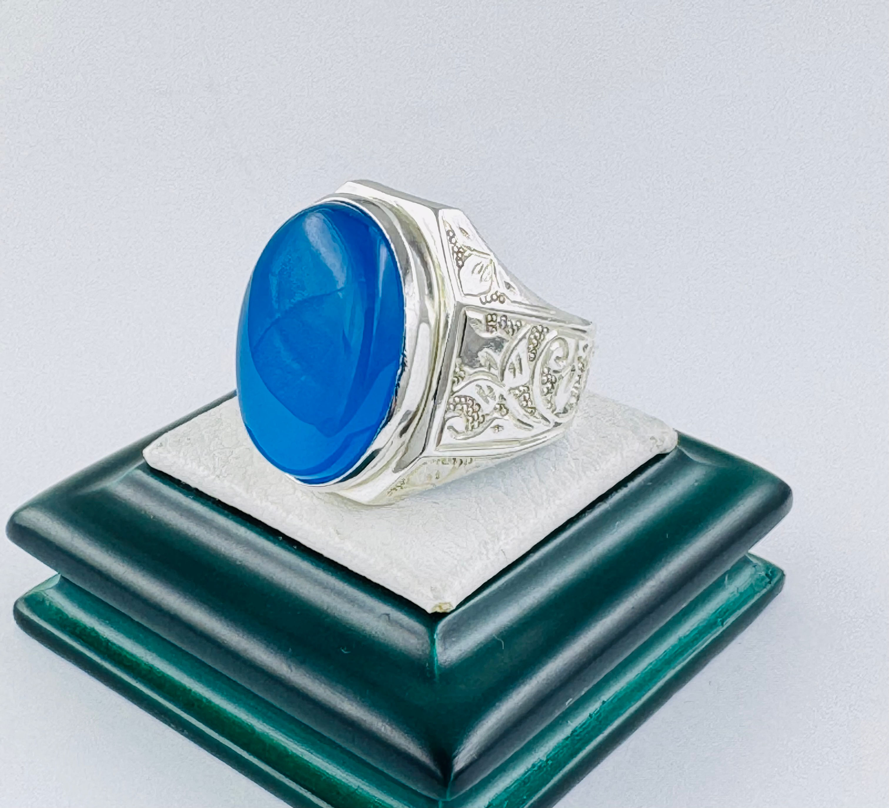 King’s Ocean Agate-silver ring