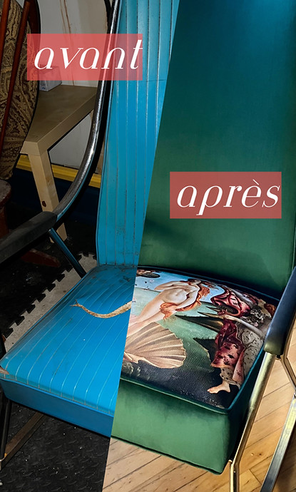 Chaise berçante mid-century avant/après