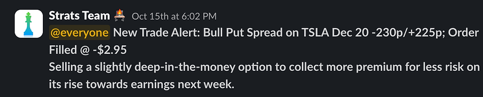 Community alert for Tesla trades