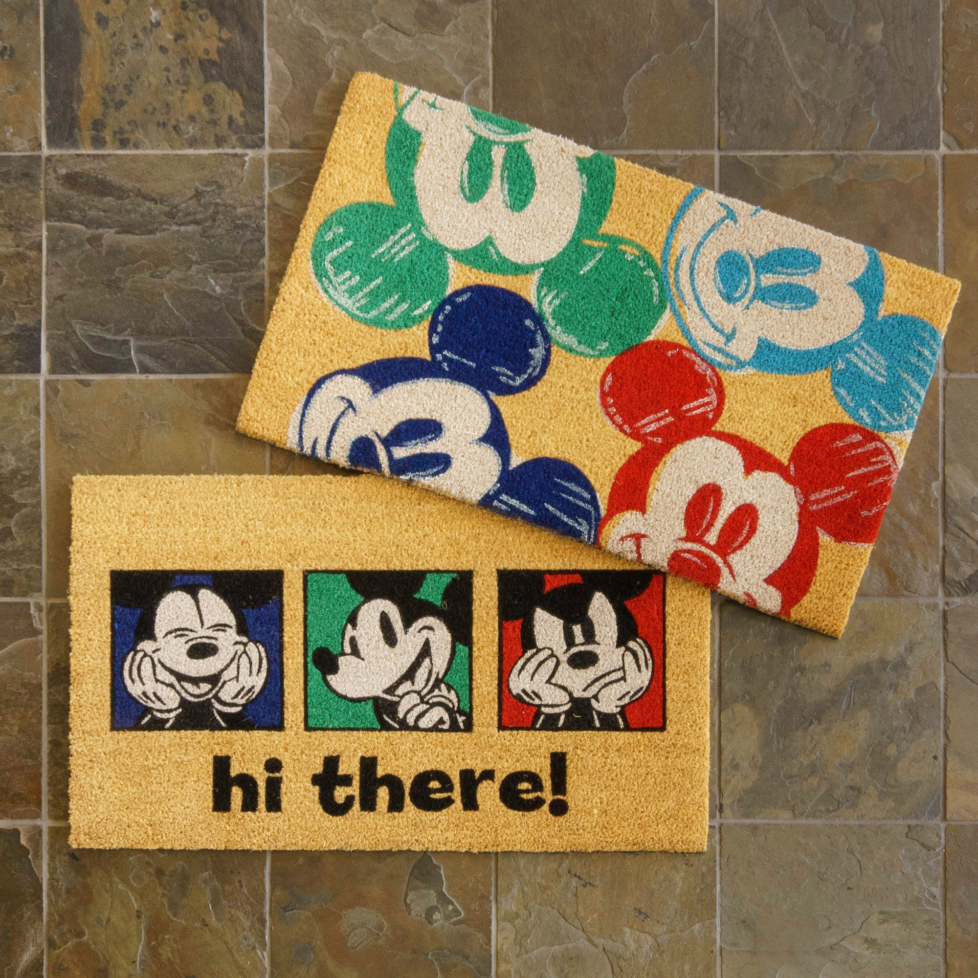 Mickey Coir Hi There/Heads 2 Pack Mickey 2 Pack Coir CHARACTER DOOR MAT Gertmenian