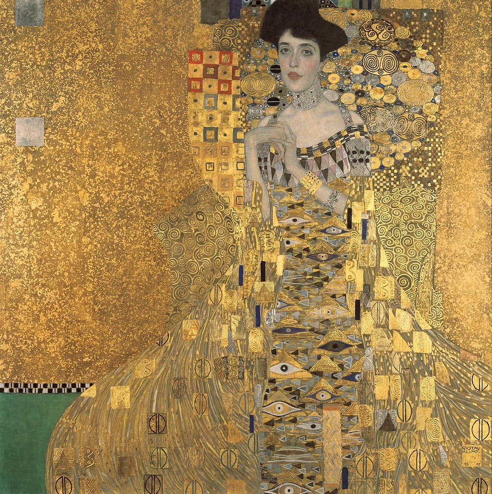 Gustav Klimt, Portrait of Adele Bloch-Bauer I, 1907, Oil, gold, and silver on canvas, Neue Galerie New York. Acquired through the generosity of Ronald S. Lauder, the heirs of the Estates of Ferdinand and Adele Bloch-Bauer, and the Estée Lauder Fund.
