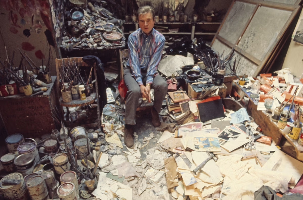 Francis Bacon in his studio in London, 1974