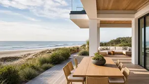 Coastal Modern Style Home Plan Features