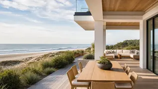 Coastal Modern Style Home Plan Features