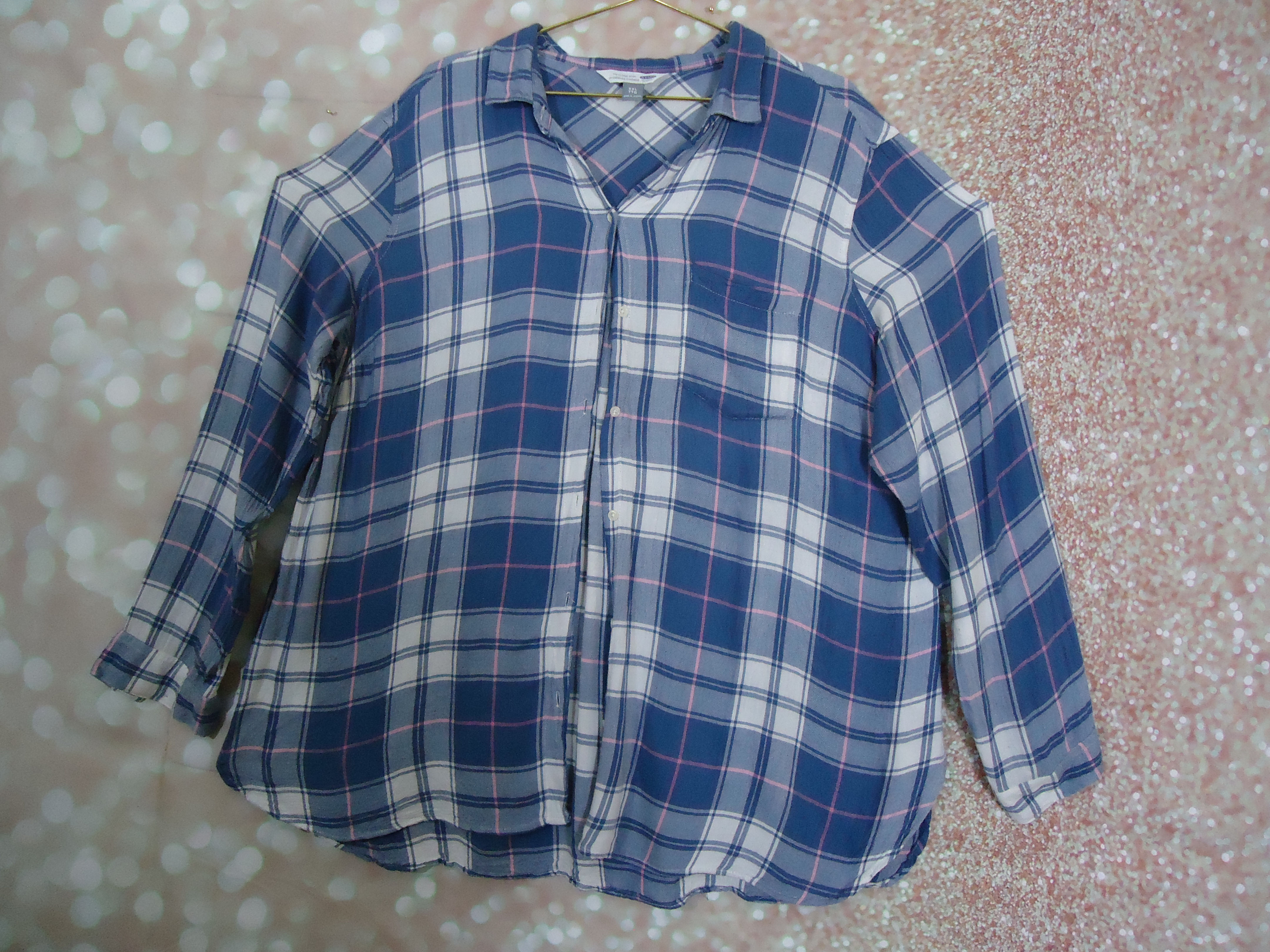 Blue and Pink Plaid Top