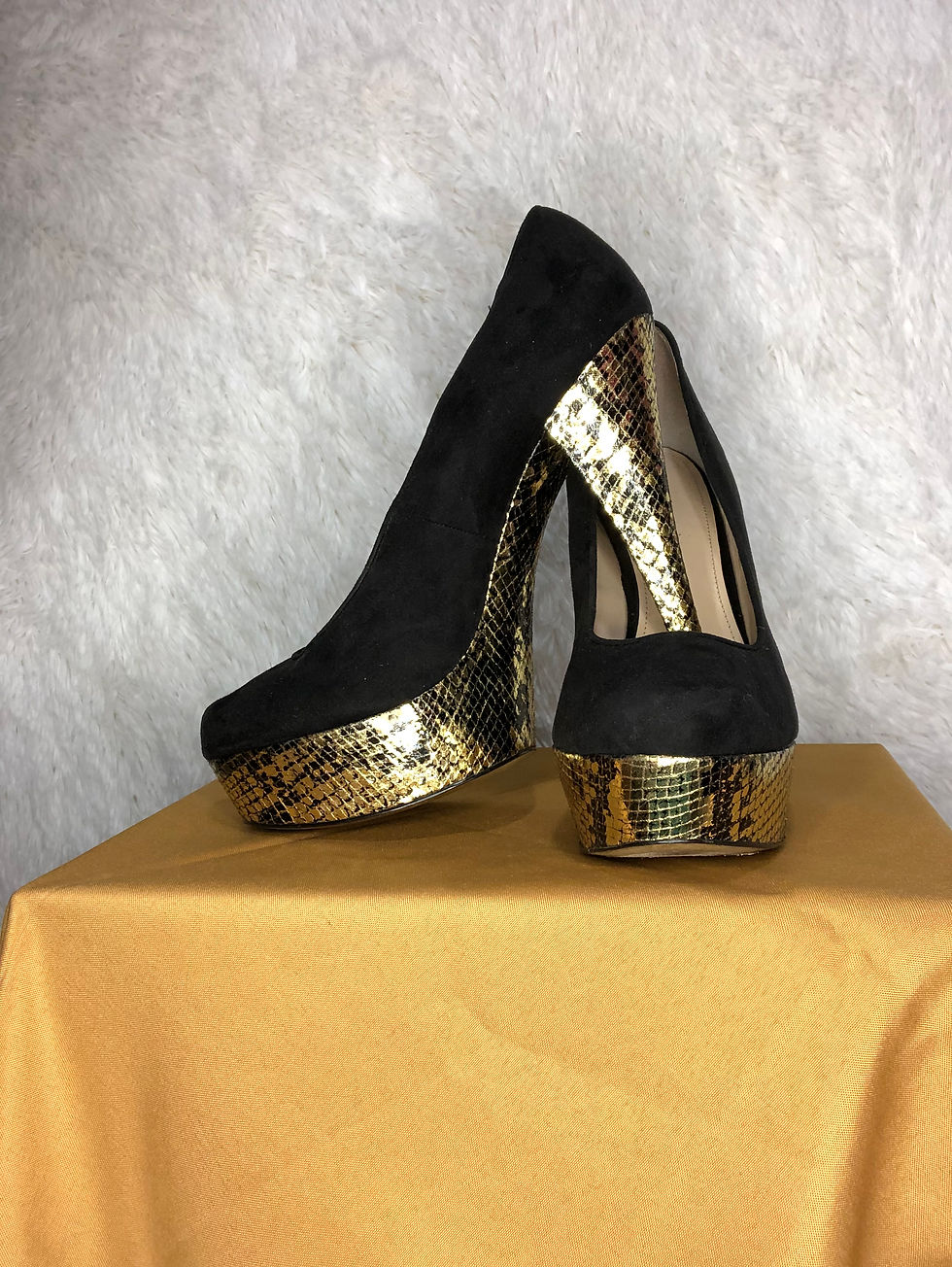 Thumbnail: Black and Gold Platform Heels