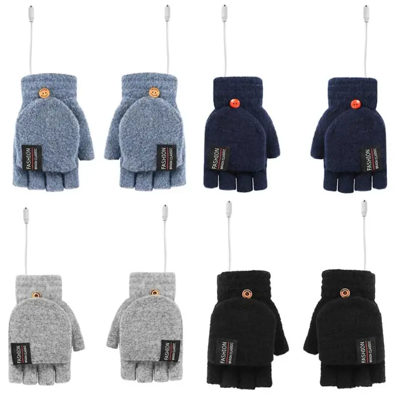 Thumbnail: Winter Half-finger Double-sided USB Heating Gloves