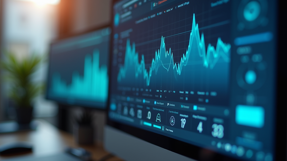 Close-up view of a computer screen showing AI software dashboard