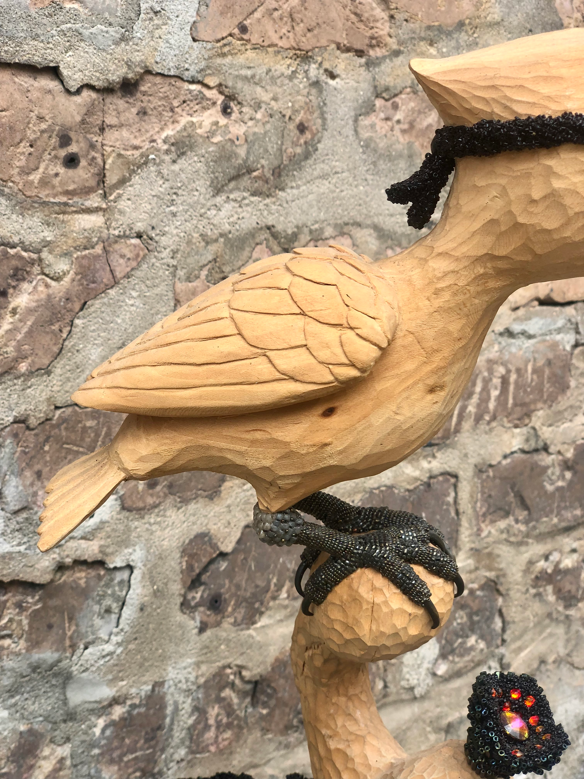 Muninn, Huginn, Muninn, thought, memory, odin, memorial art, tribute, mosaic, beadwork, sculpture, surrealism, live your myth, crow, raven, corvid, songbird, mythology, symbolism, Jonathan Livingston seagulll, Richard Bach, the birds, Hitchcock, Joseph Campbell, black, night, nigredo, ashes, fly, animal speak, totemic, spirit animal, tweet, bluebird, bts, artist process, inspiration, goose, pelican, owl, woodpecker, symbolism, heaven, divine, land, beak, flight, wing, feather, Magick, talon, swoop, nest, egg, art, messengers, rhythm, drumbeat, nocturnal, teamwork, clairvoyance, feathers, claws, represented, Athena, acropolis, male, newborn, songbird, waterbird, air, water, elements, energy, loon, transcendence, liberation, freedom, nurturing, lucid dreams, messages, consciousness, spiritual,  wood carving, steampunk, wood sculpture