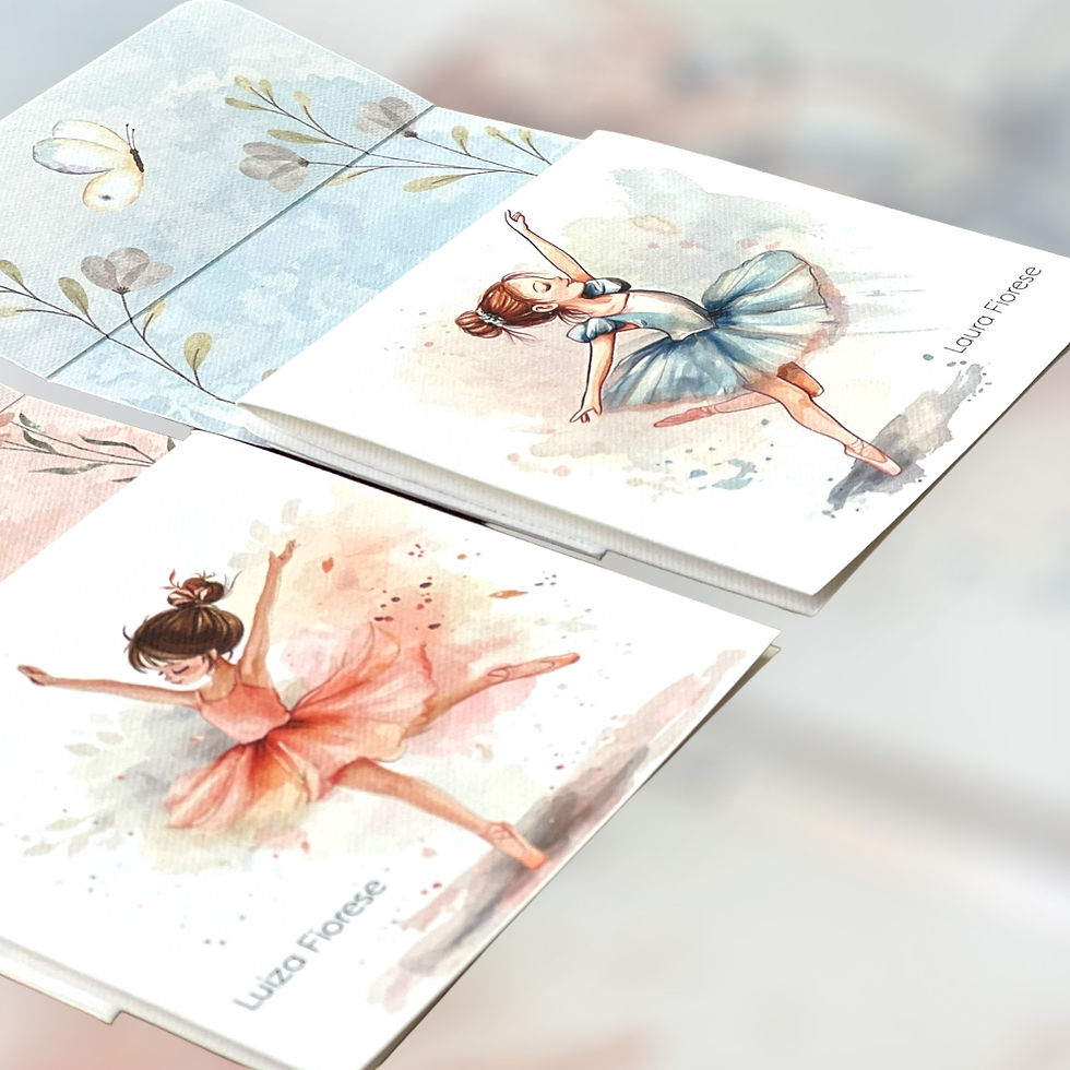 Miniatura: Cartões de Agradecimento Personalizados. 
Modelo Bailarina 
Ilustração exclusiva.
Formato 90 x 90mm. 
Papel Markatto alta gramatura. 