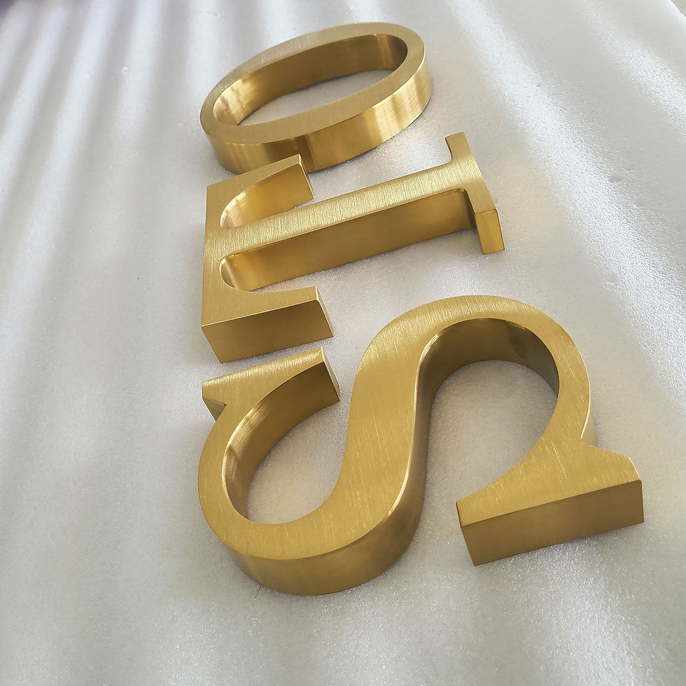 Thumbnail: Non-illuminated Gold Brushed Channel Letters_Front