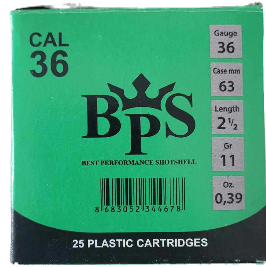 BPS box for 25 plastic CAL 36 cartridges