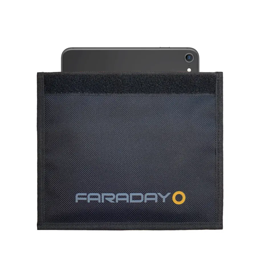 Black Faraday pouch with a smartphone