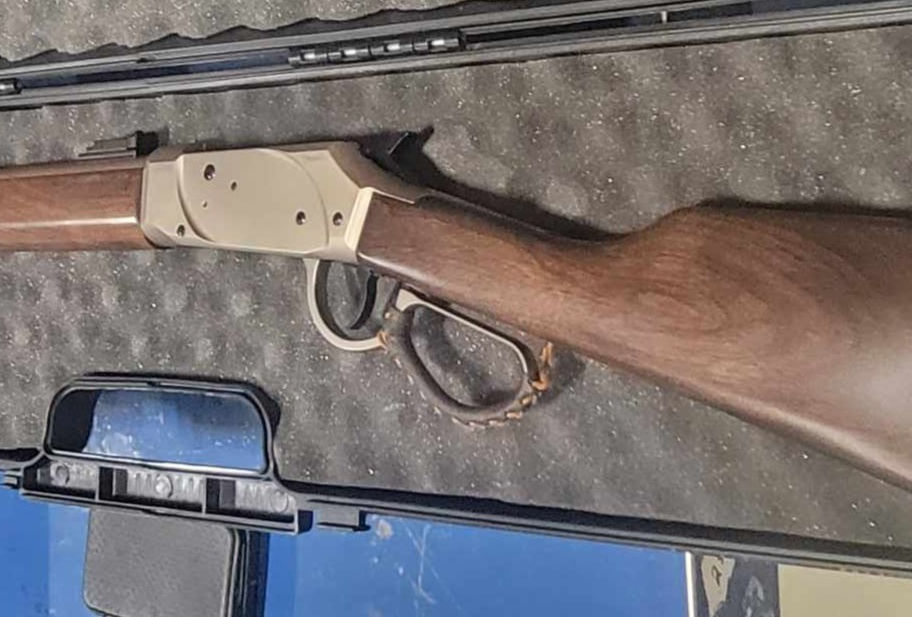 Lever-action rifle in a padded case