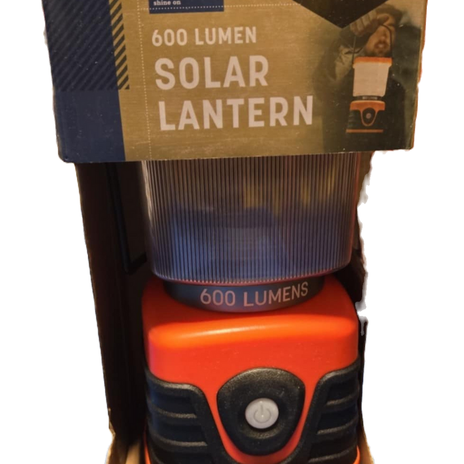 Orange Kamp-Rite 600 lumen solar lantern in package