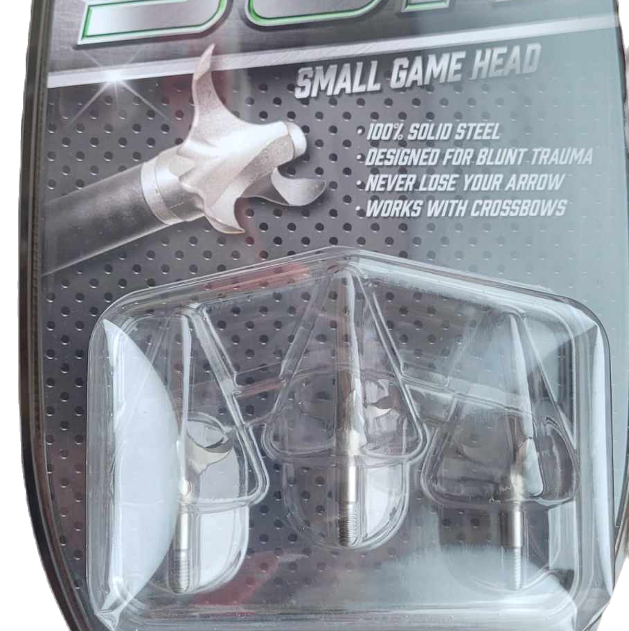 Small Game Head broadheads, 100% solid steel