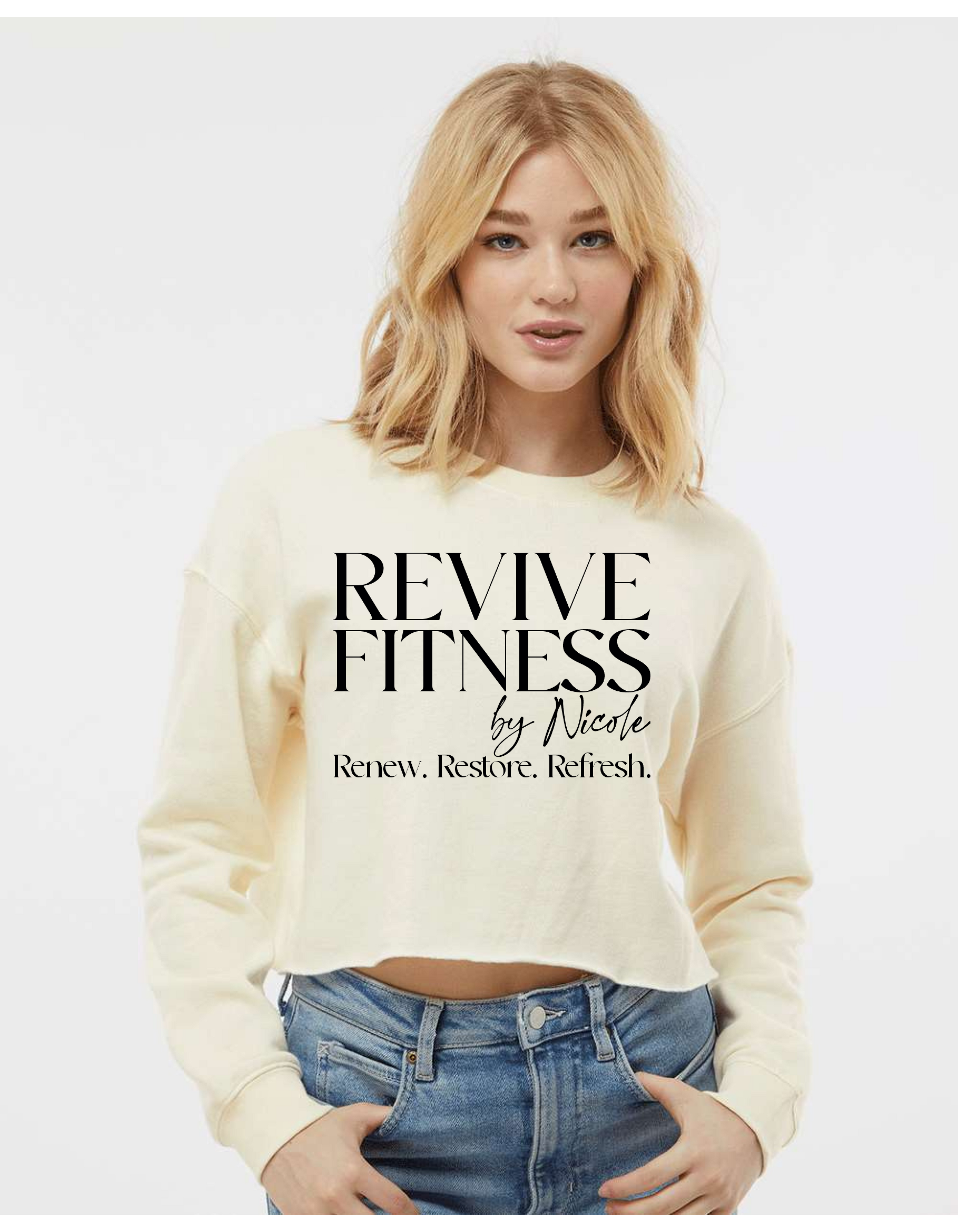 Revive Fitness Women's Crop Crew Sweatshirt w/ RF on back