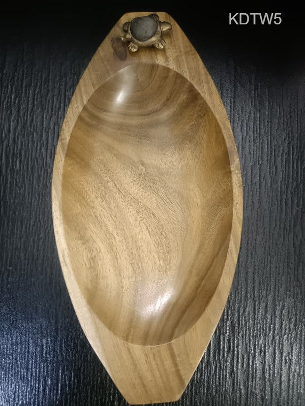 Kitchen & Dining: Boat shaped, natural colored hardwood tray