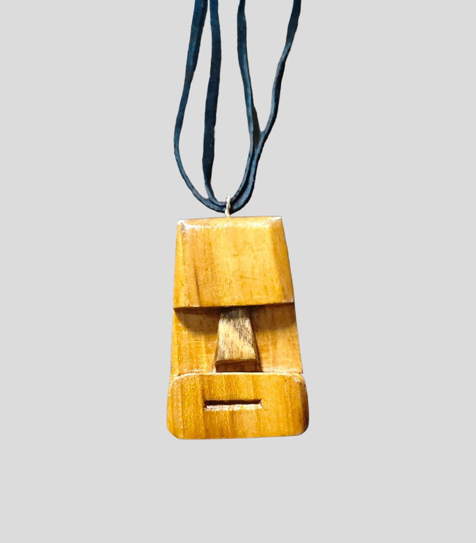 Accessory: Wooden mask pendant with black leather necklace