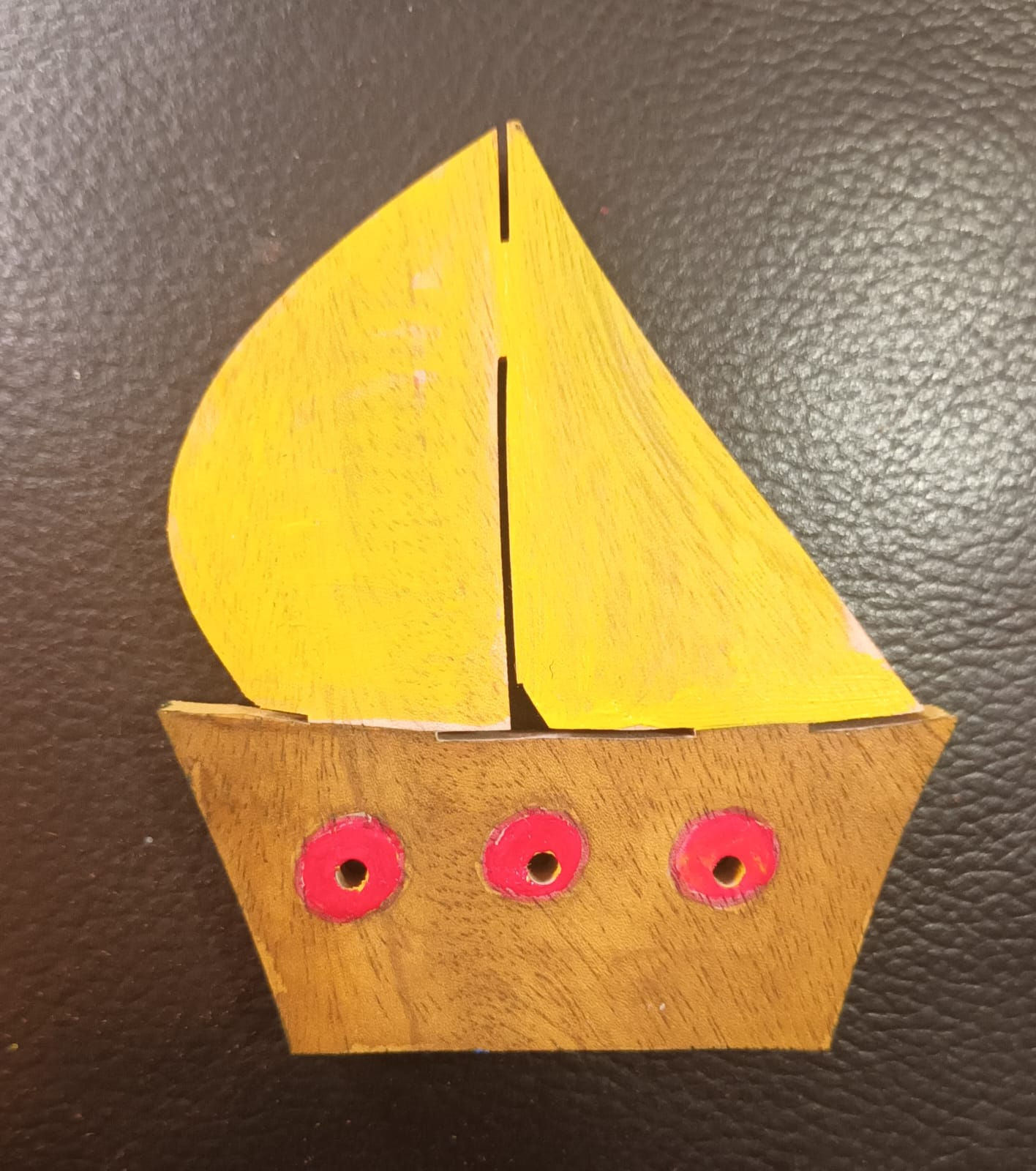 Kitchen & Dining: Wooden sail-boat fridge-magnet