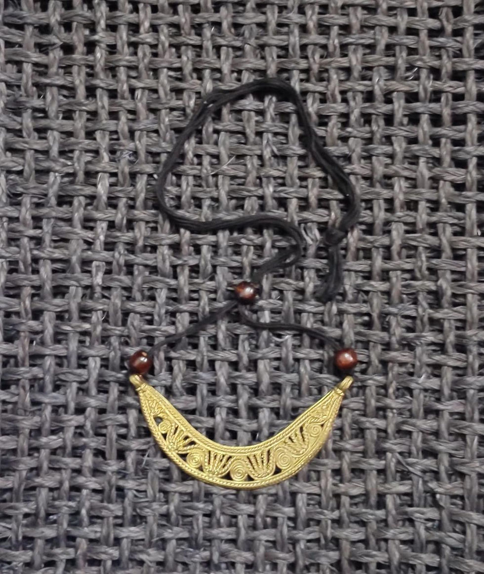 Accessory: Crescent Dokra pendant necklace