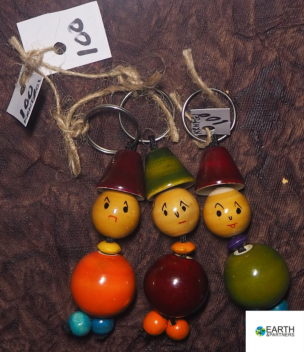Accessory: Colorful wooden ball-bodied doll key-ring