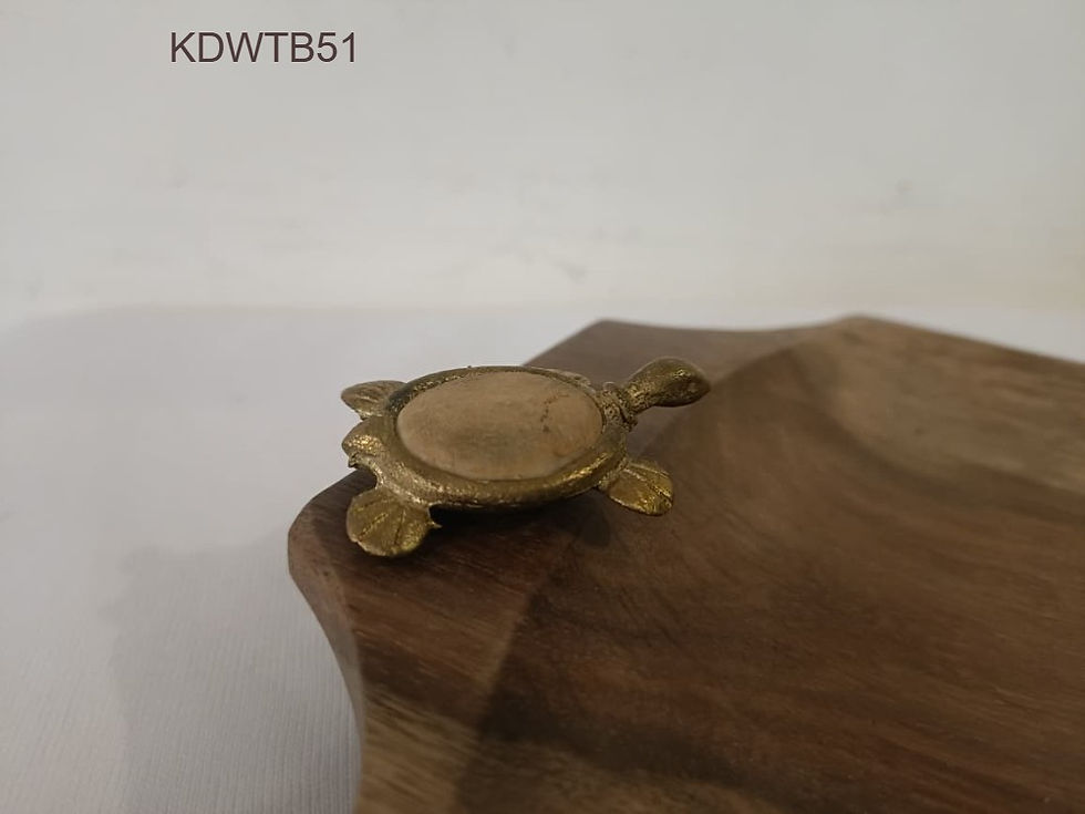 Thumbnail: Kitchen & Dining: Wooden tray with bronze turtle