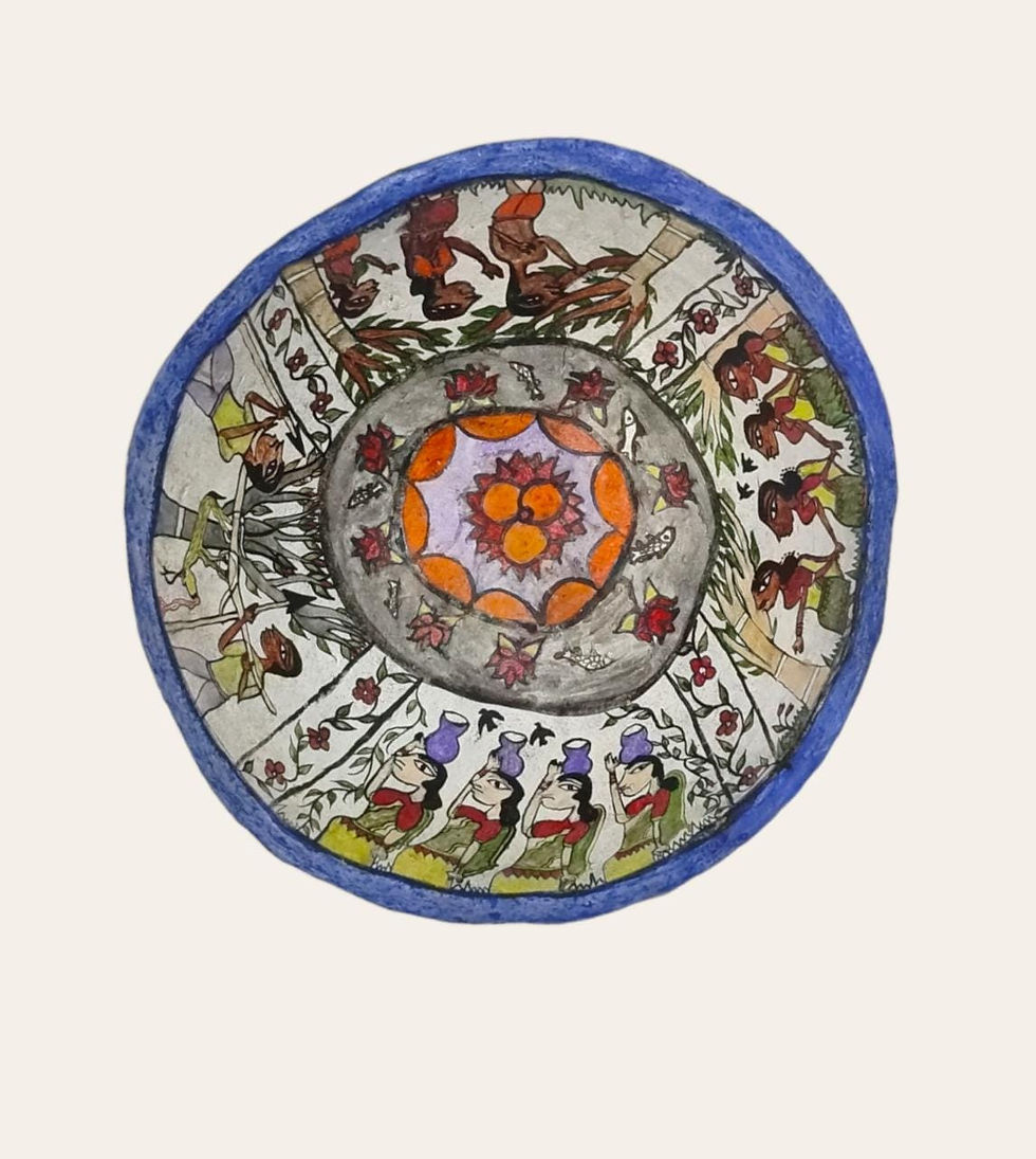 Wall Decor: Tribal painting on wood-mache