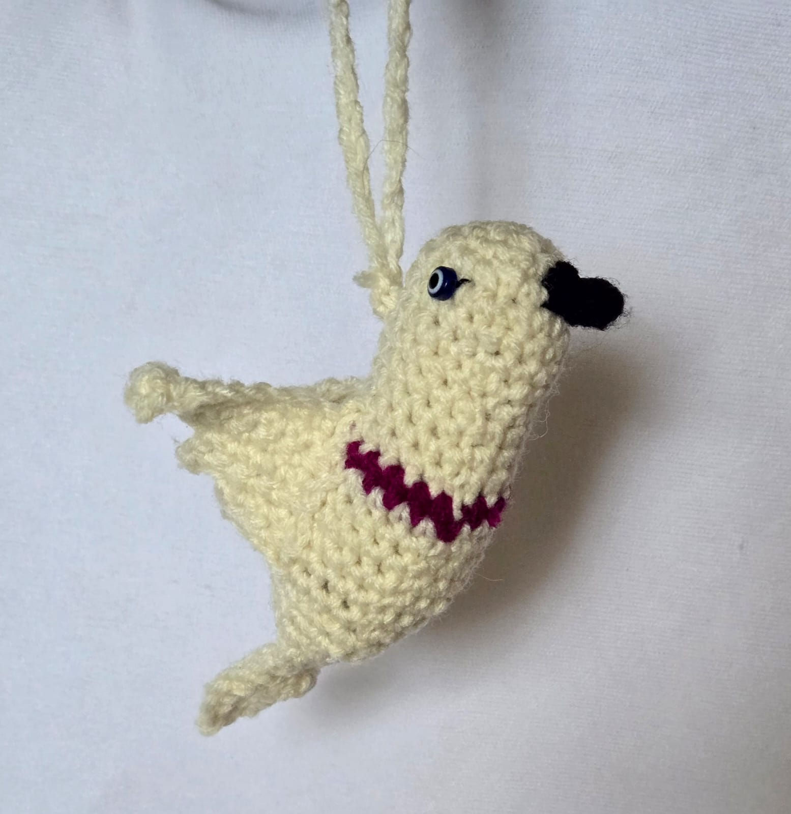 Accessory: White crochet bird dangler