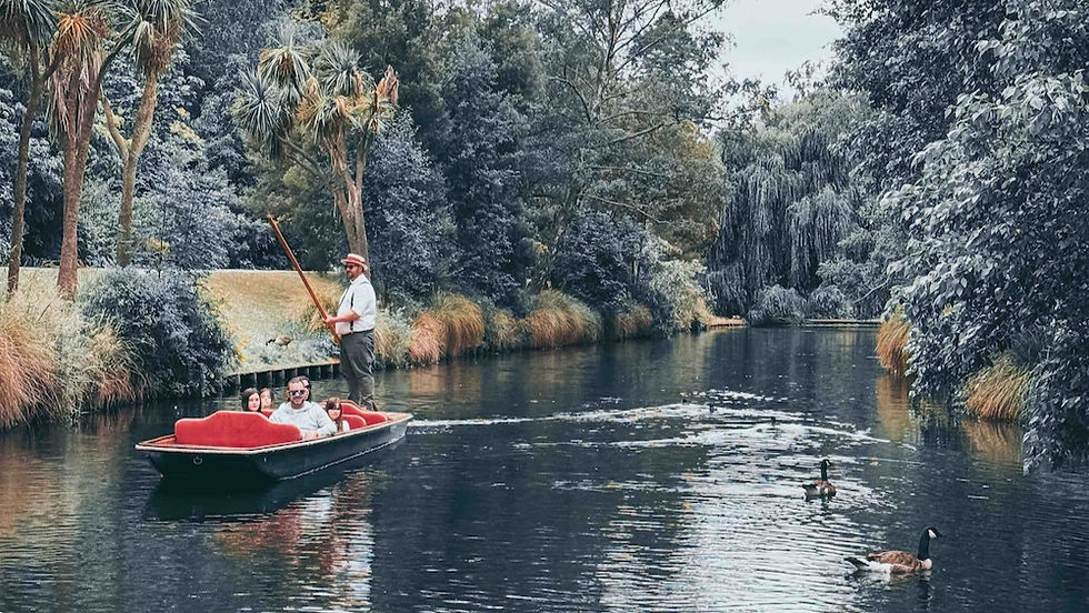 Punting on the River Avon in Christchurch New Zealand