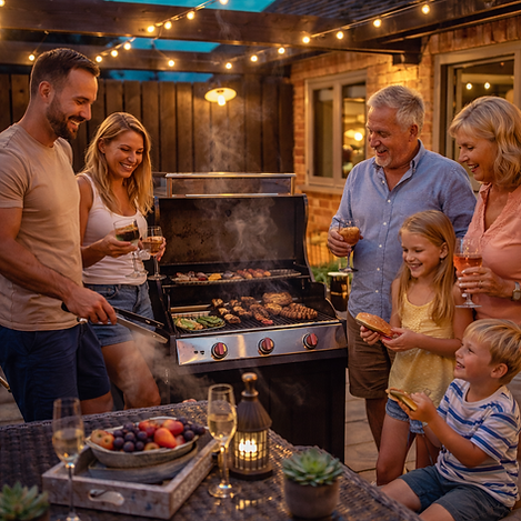 Twilight barbecue gathering with friends.png