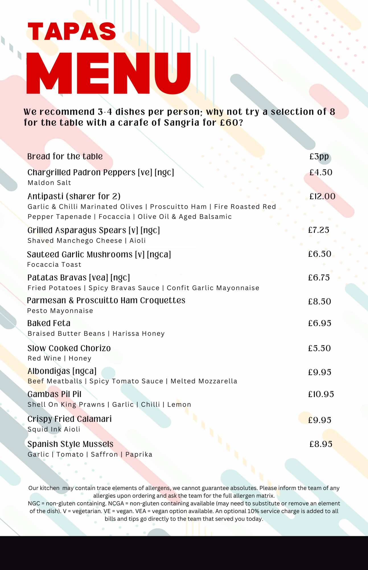 Tapas Menu