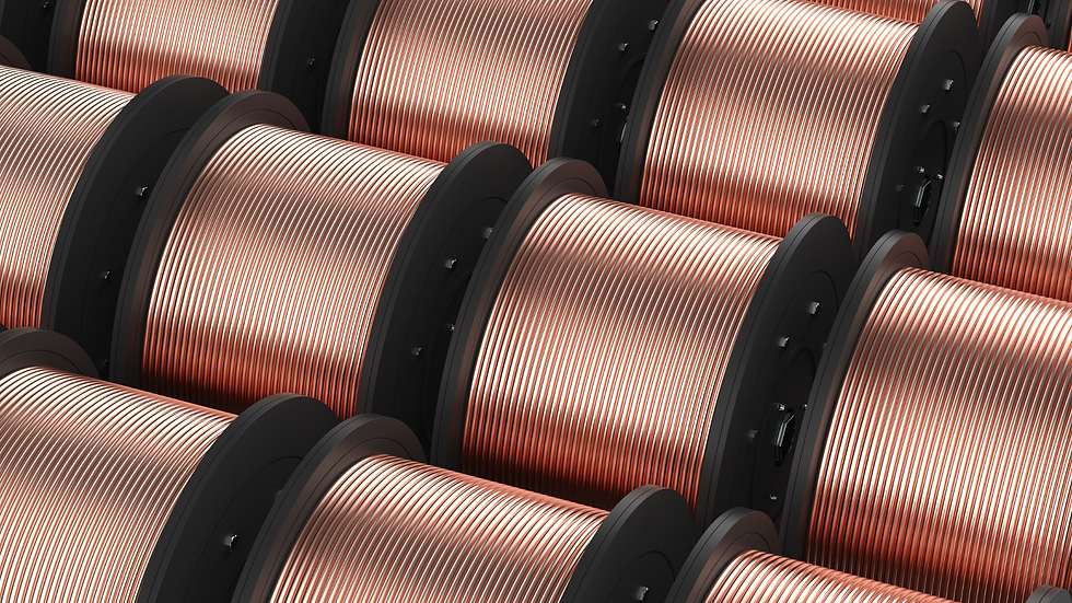 spools of copper tubing lined up neatly.
