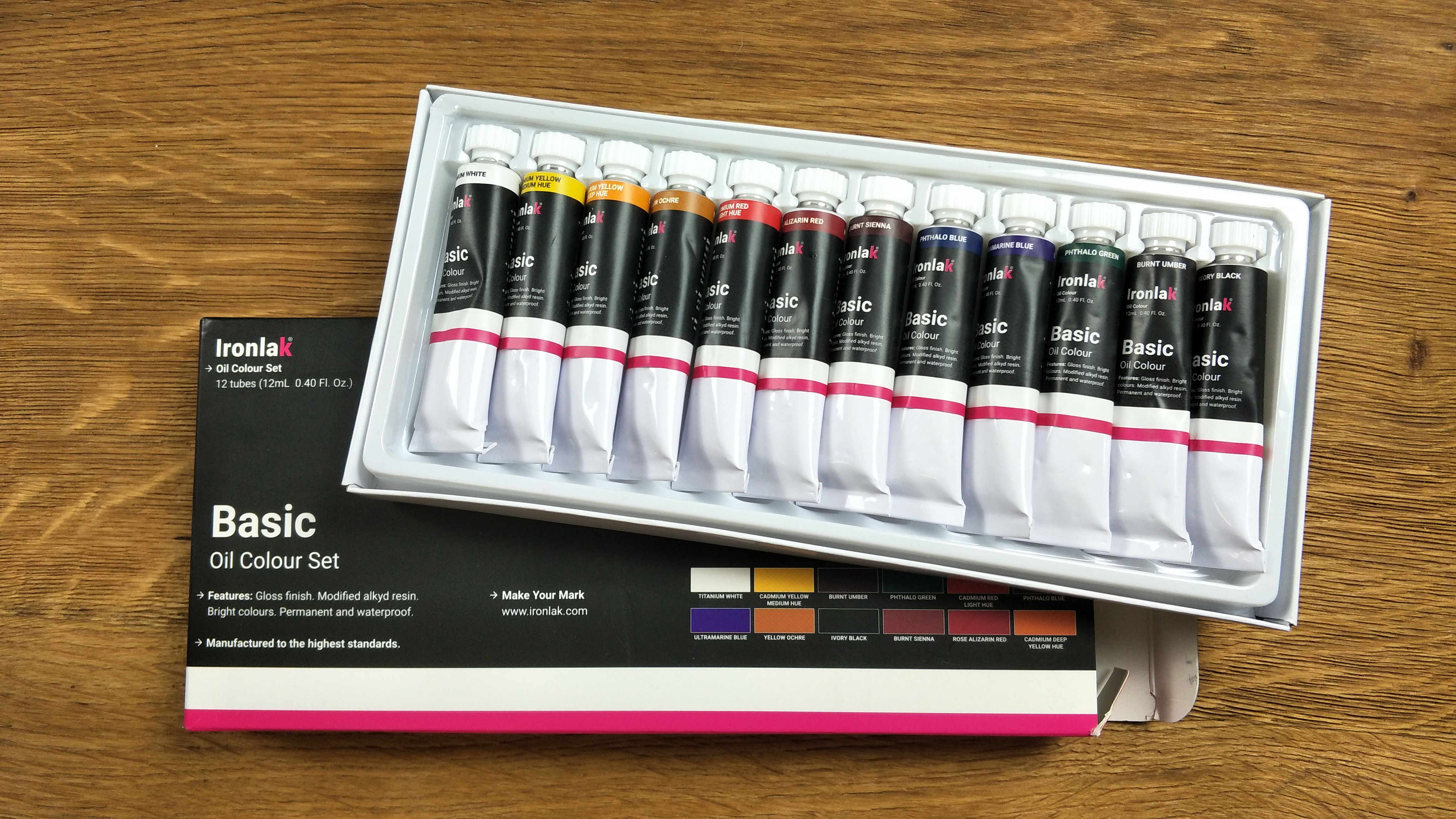Oil Paint Set 12 Piece Assorted - Ironlak