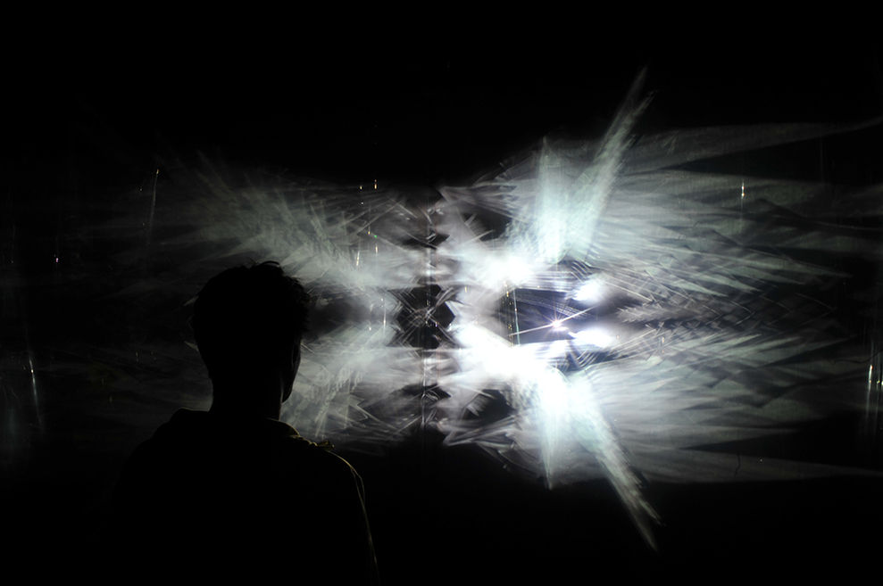 abstract light and video installation by Heather Lander