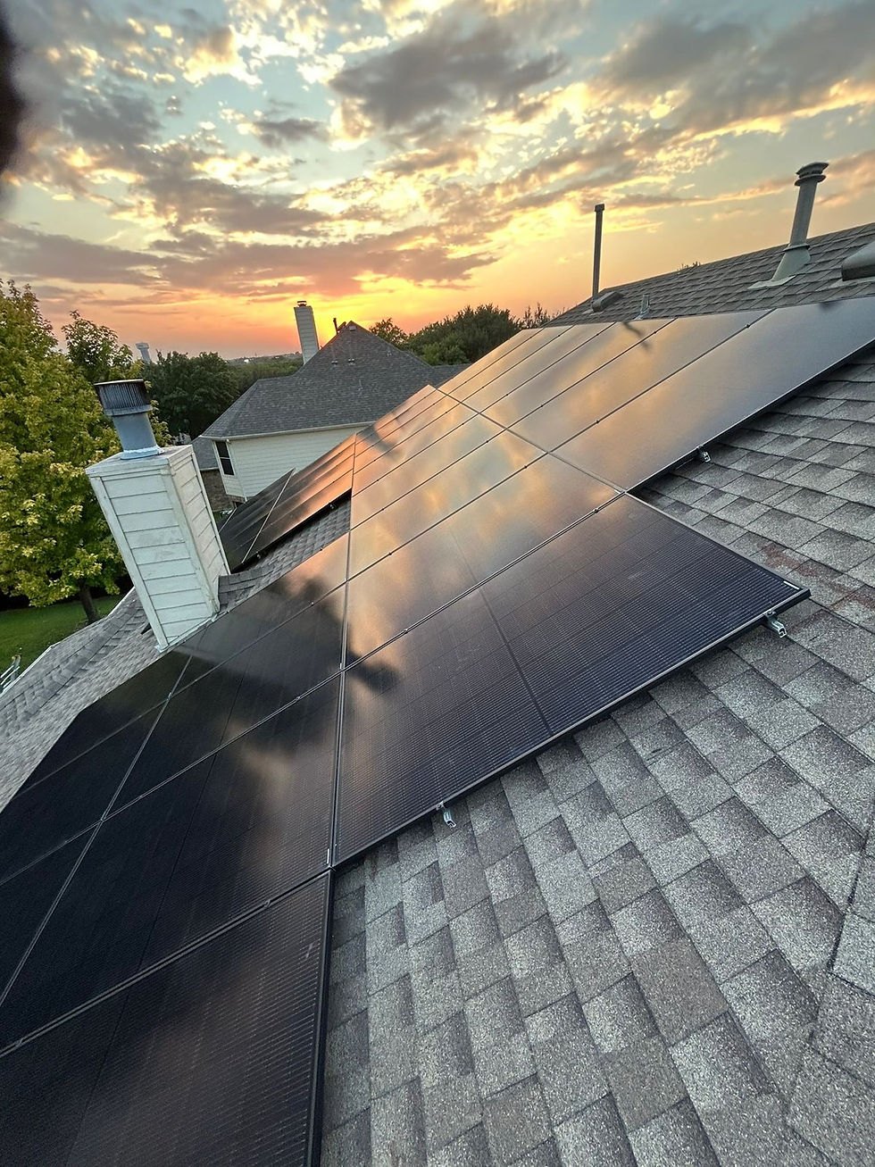 Rooftop array at sunset - installed by The Solar Scouts