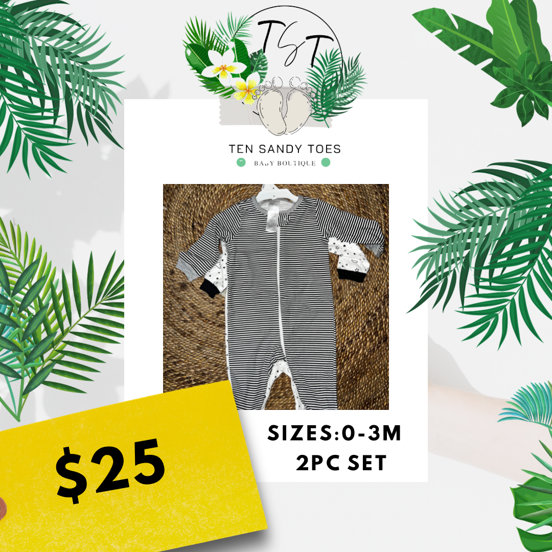 Black and White Onesie - 2Pc Set