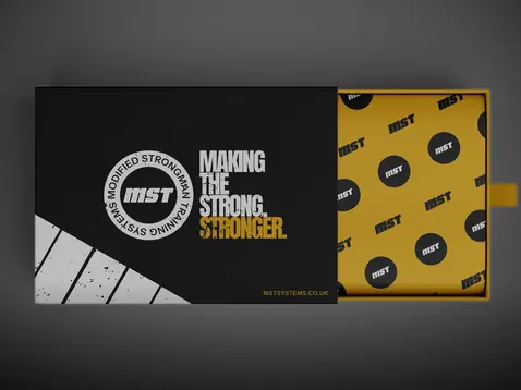 a box that says ' making the strong stronger ' on it